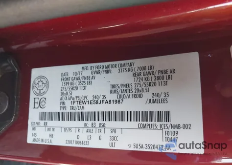 2018 Ford F-150 Lariat from USA, damaged, VIN 1FTEW1E58JFA81987